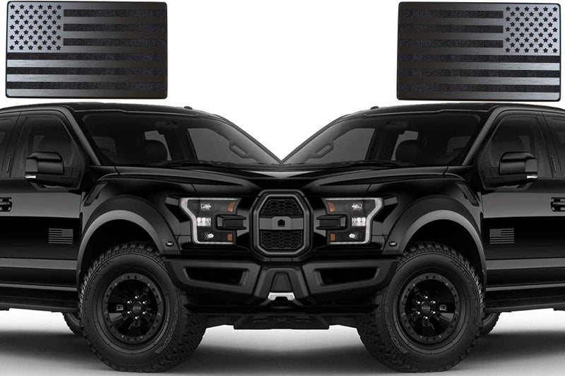 MULL USA Flag Magnet Decals for Cars Trucks 2pcs Forward and Reverse Set (5"x3", Black) - Image 2